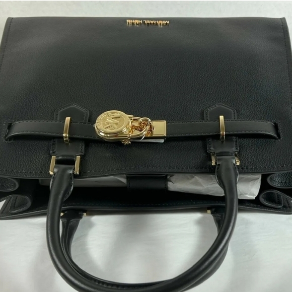 Michael Kors Hamilton Black Leather Sholder Bag Satchel - Picture 8 of 8